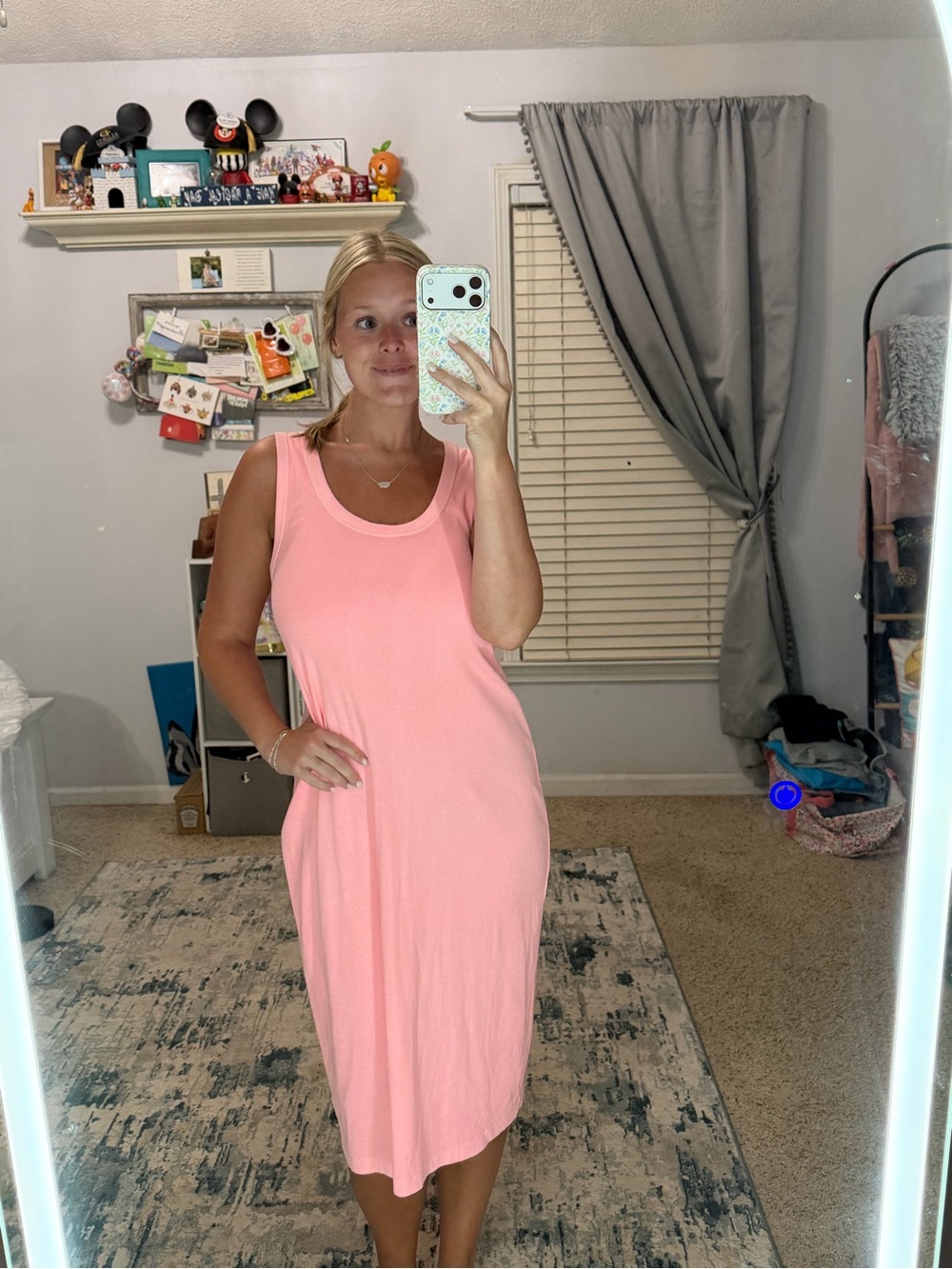Universal Thread Pink Sleeveless Midi Tank Dress